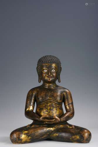 Bronze Statue of Mahasiddhas with Golden Paint, Ming Dynasty