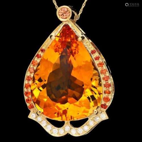 14K Gold 42.18ct Citrine 1.04ct Sapphire and 0.27ct Diamond ...