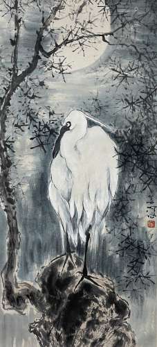Egret in a Moonlight Night, Yang Shanshen