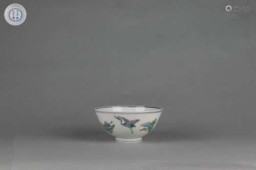 Contrasting Colored Bowls with Crane Patterns, Yongzheng Rei...