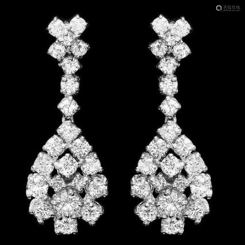 14K White Gold and 2.92ct Diamond Earrings