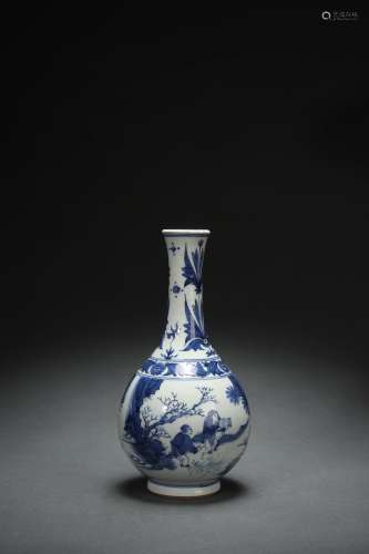 Blue-and-white Vase with Figure Story Patterns, Ming Dynasty