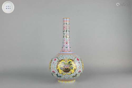 Famille Rose Vase with Floral Patterns on Decorated Window a...