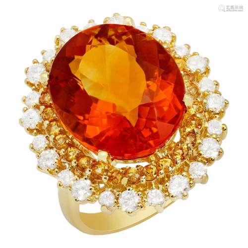 14k Yellow Gold 10.07ct Citrine 0.64ct Yellow Sapphire 0.96c...