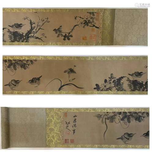 Flower and Bird Painting Scroll, Zhu Da