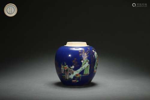 Famille Rose Jar with Figure Story Patterns, Kangxi Reign Pe...