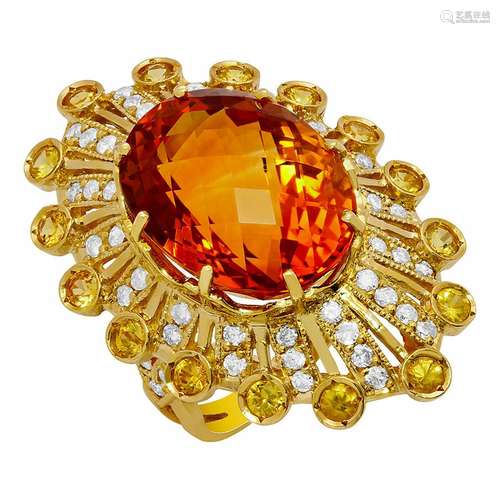 14k Yellow Gold 18.10ct & 0.80ct Citrine 1.13ct Diamond ...