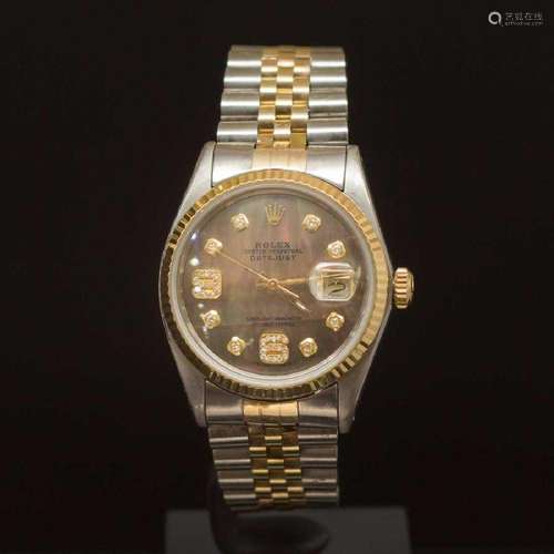 Rolex Two-Tone Datejust 36mm Brown Mother of Pearl Dial with...