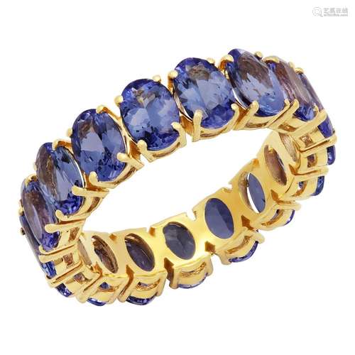 14k Yellow Gold 7.38ct Tanzanite Eternity Band Ring