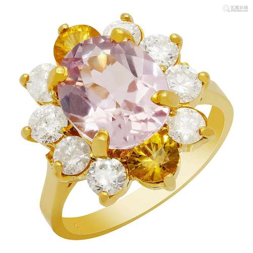 14k Yellow Gold 3.59ct Kunzite 0.98ct Yellow Sapphire 1.34ct...