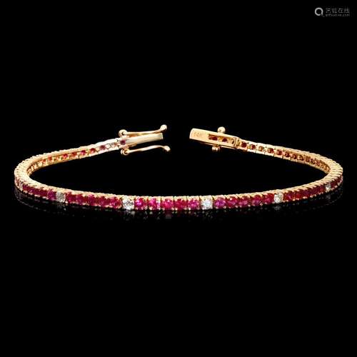 14k Yellow Gold 3.88ct Ruby 0.89ct Diamond Bracelet