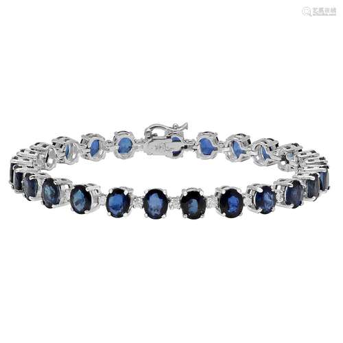 14k White Gold 19.38ct Sapphire 0.92ct Diamond Bracelet