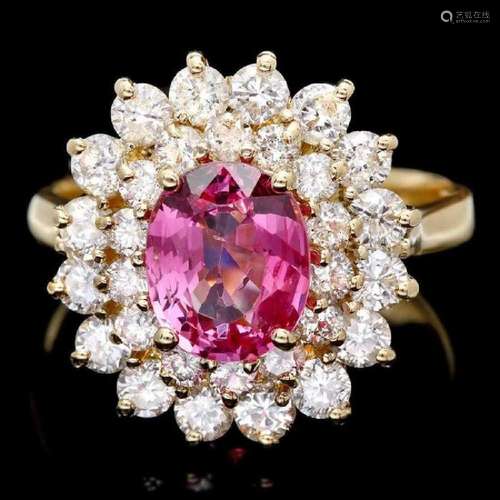 14K Yellow Gold 1.86ct Tourmaline and 1.69ct Diamond Ring