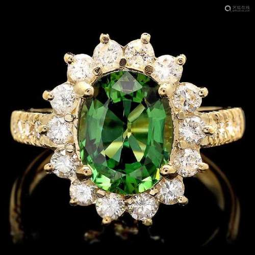 14K Yellow Gold 2.11ct Tourmaline and 1.04ct Diamond Ring