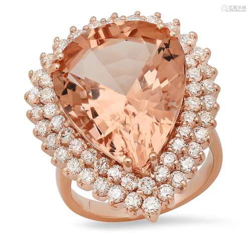 14K Rose Gold with 17.40ct Morganite and 2.36ct Diamond Ladi...