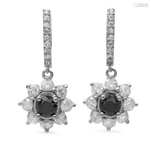 14K Gold 2.71ct Fancy Color Diamond 3.70ct Diamond Earrings