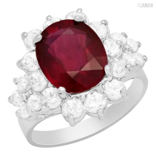 14k White Gold 4.71ct Ruby 1.58ct White Sapphire 0.44ct Diam...