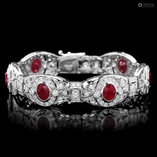 14K Gold 10.91ct Ruby 6.92ct Diamond Bracelet