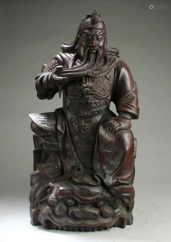 Chinese Guanyu Wooden Carved Statue