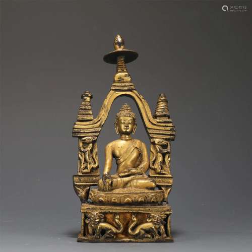 A CHINESE GILT BRONZE FIGURE OF BUDDHA STATUE