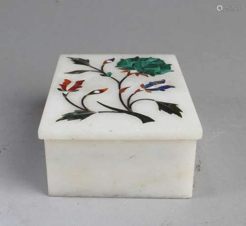 A Western Marble Box with Hardstone Inlay