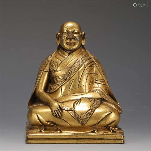 A CHINESE GILT BRONZE FIGURE OF BUDDHA STATUE