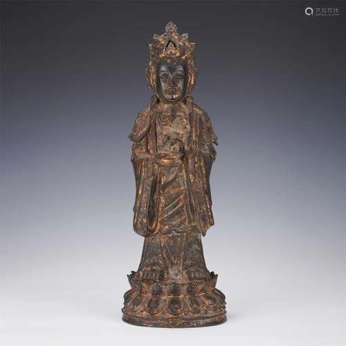 A CHINESE BRONZE GOLDEN PAINT FIGURE OF BUDDHA STATUE