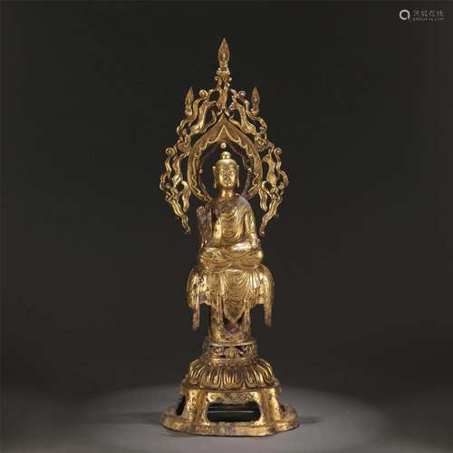 A CHINESE GILT BRONZE FIGURE OF BUDDHA STATUE