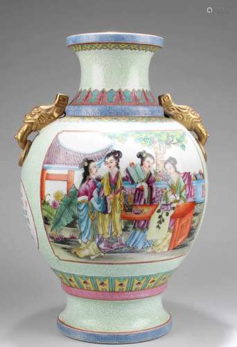 Chinese Porcelain Vase with Twin Handles