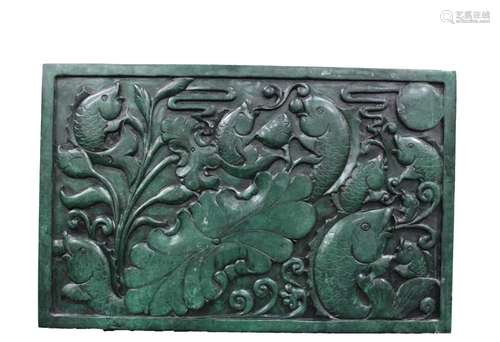 Chinese Two-Sided Carved Spinach Green Jade Orname