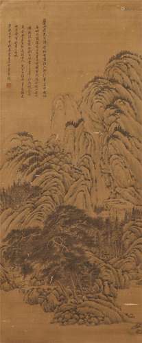 A CHINESE PAINTING OF MOUNTAINS LANDSCAPE