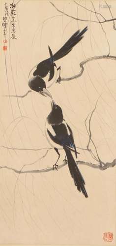 A CHINESE PAINTING OF BIRDS