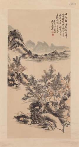 A CHINESE PAINTING OF MOUNTAINS LANDSCAPE