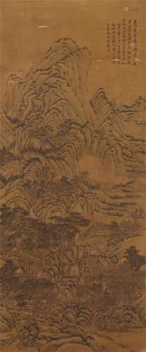 A CHINESE PAINTING OF MOUNTAINS LANDSCAPE