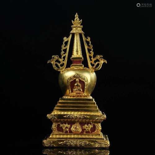 Tibetan bronze stupa sculpture