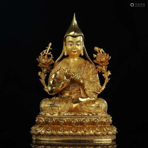 Three Tibetan Bronze Buddha Sculptures-Tsongkhapa