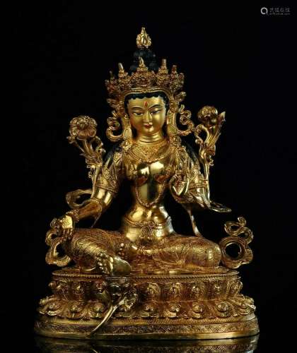 Huge Tibetan Bronze Buddha Sculpture (45cm)-Green Tara