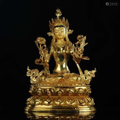 Tibetan Bronze Buddha Sculpture-White Tara Buddha