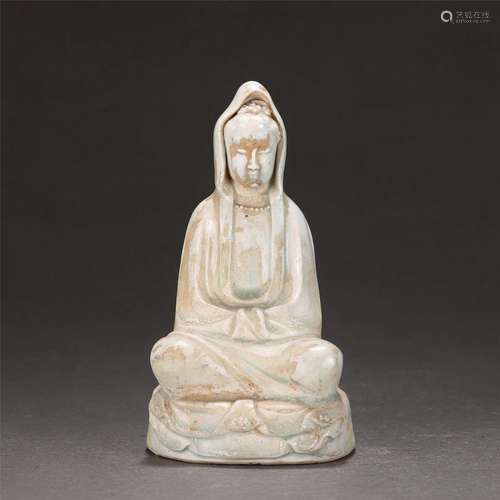 A CHINESE WHITE GLAZE PORCELAIN FIGURE OF BUDDHA STATUE