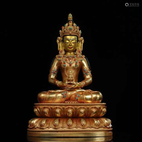 Tibetan Bronze Buddha Sculpture-Amit?bha Buddha