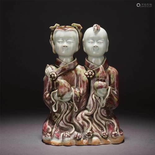 A CHINESE OLD KILN PORCELAIN ORNAMENTS