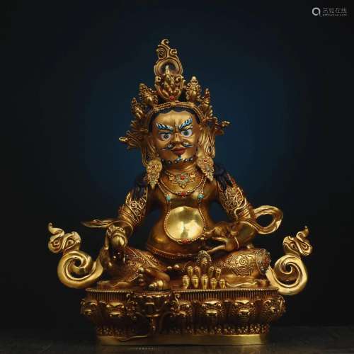 Tibetan Bronze Buddha Statue-Yellow God of Wealth