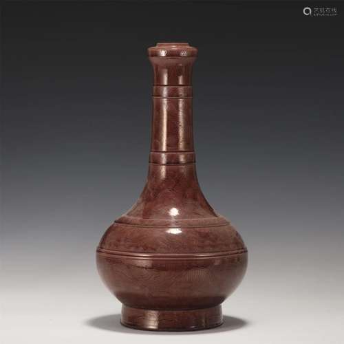 A CHINESE TEADUST GLAZED PORCELAIN VASE