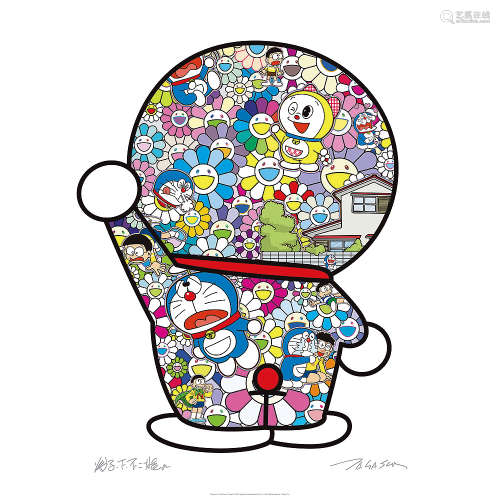 村上隆“Doraemon in the Field of  flowers” 收藏级版画纸 65×57...