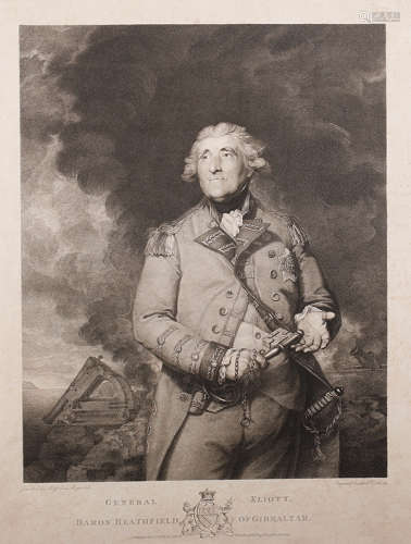 直布罗陀总督艾略特将军铜版画 纸本 50×38cm