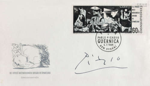 毕加索签名首日封 纸本 9.4×16cm