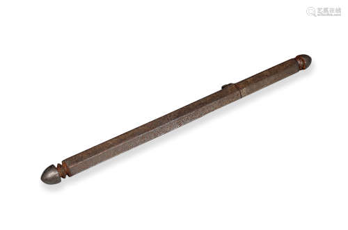 明代 西藏铁鋄金万寿无疆高阶笔筒 铁 37cm