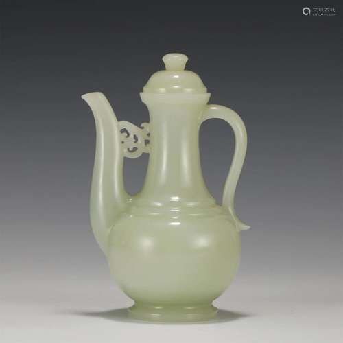 A CHINESE WHITE JADE EWER