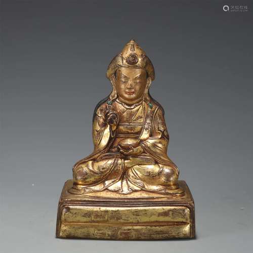 A CHINESE GILT BRONZE FIGURE OF BUDDHA STATUE