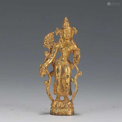 A CHINESE GILT BRONZE FIGURE OF BUDDHA STATUE